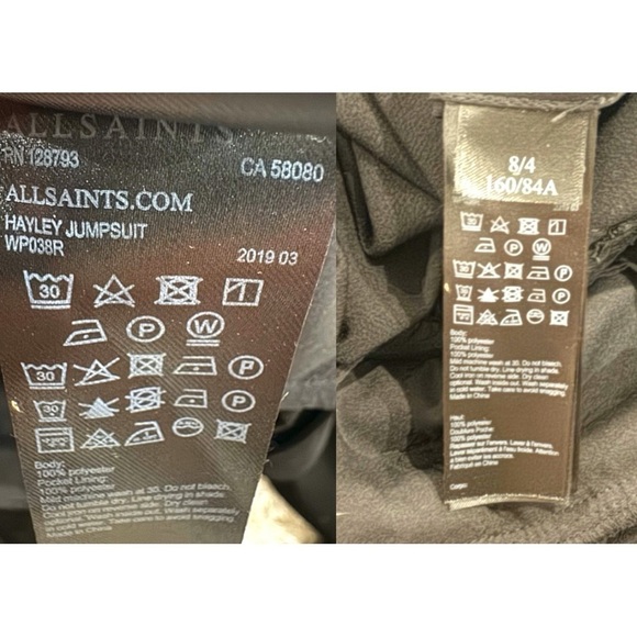 ALL SAINTS HAYLEY CROPPED BUTTON DOWN 3/4” SHORT SLEEVE JUMPSUIT BLACK Size 4 - Picture 7 of 8